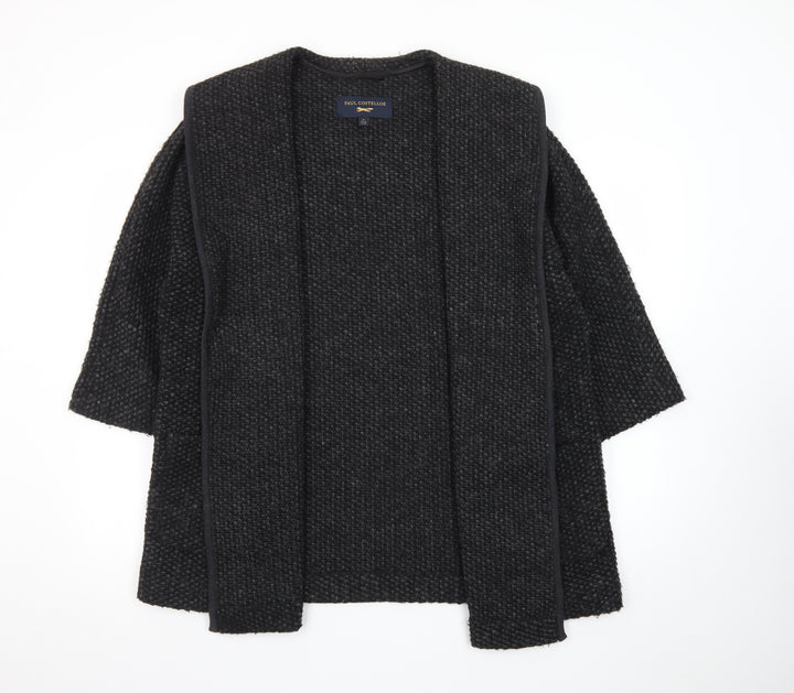 Paul Costelloe Women’s Black Wool Blend Chunky Knit Open Cardigan UK 12