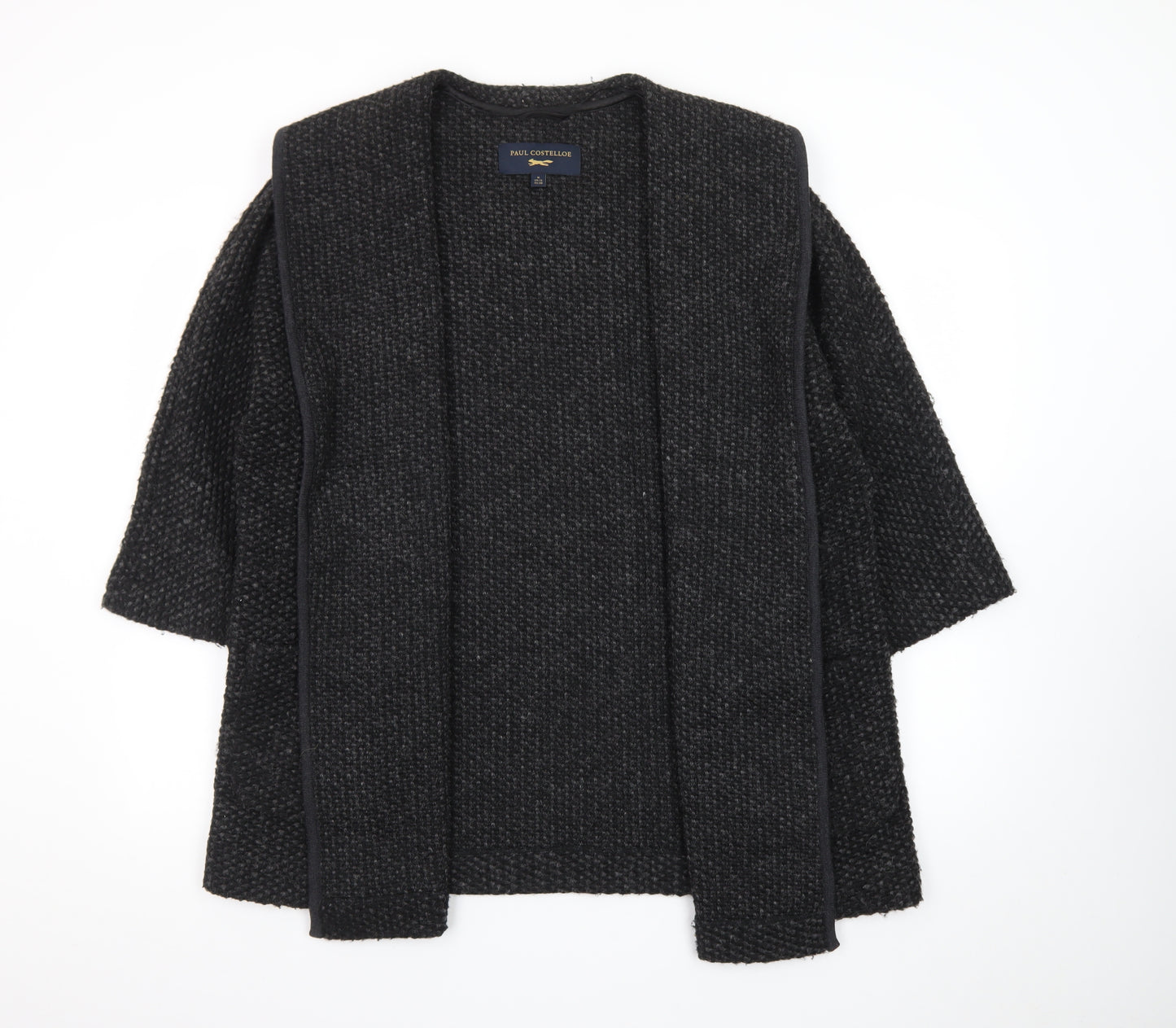 Paul Costelloe Women’s Black Wool Blend Chunky Knit Open Cardigan UK 12