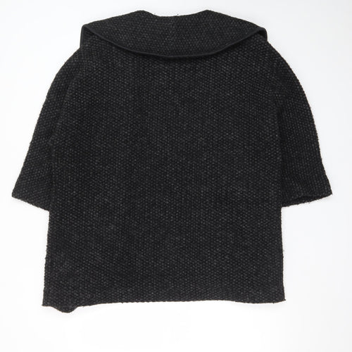 Paul Costelloe Women’s Black Wool Blend Chunky Knit Open Cardigan UK 12