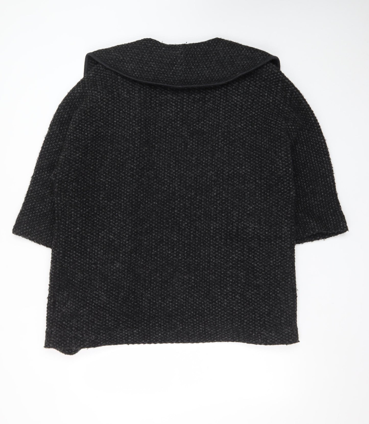 Paul Costelloe Women’s Black Wool Blend Chunky Knit Open Cardigan UK 12