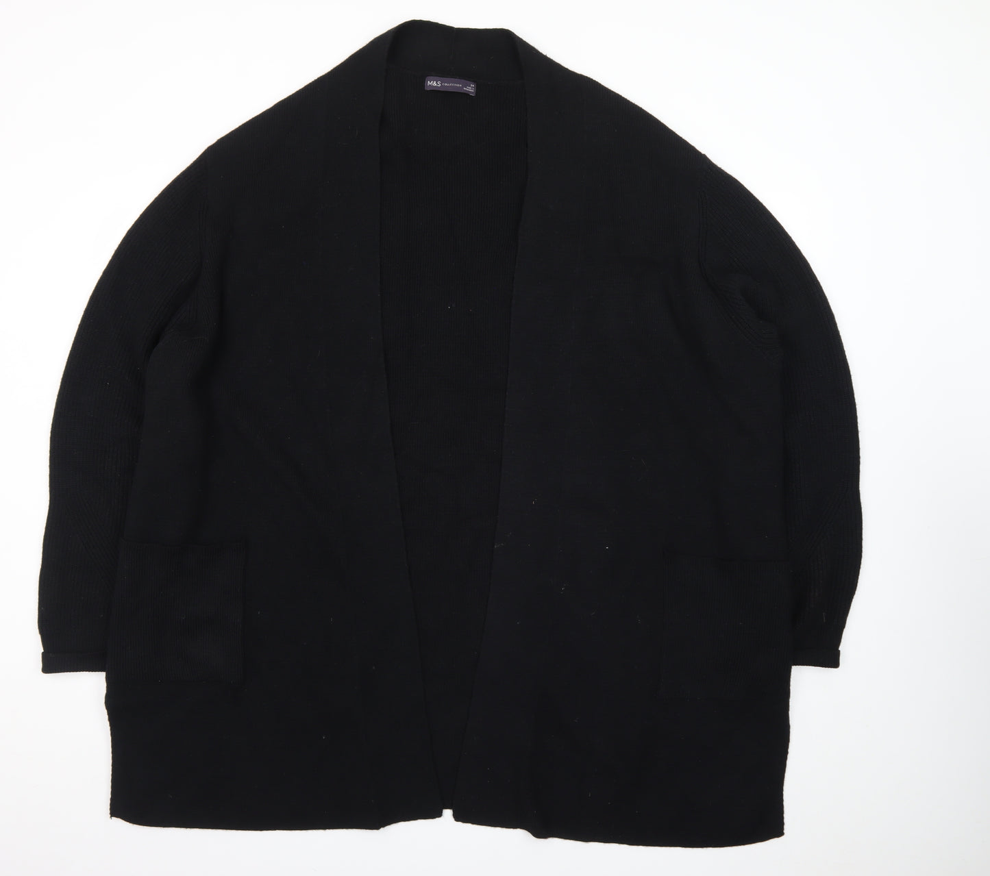Marks and Spencer Women Black Longline Knit Cardigan Size 24