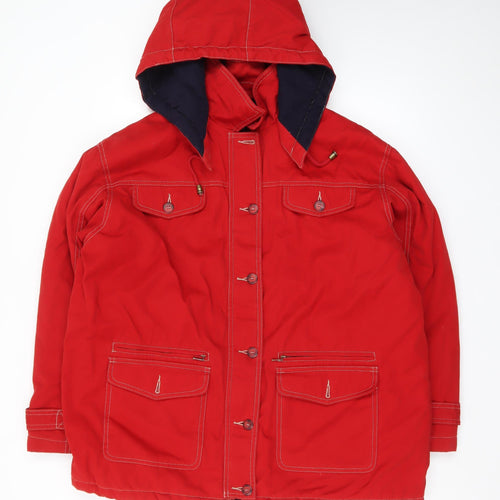 Richards Men's Red Cotton Parka Jacket L Hooded Winter Coat