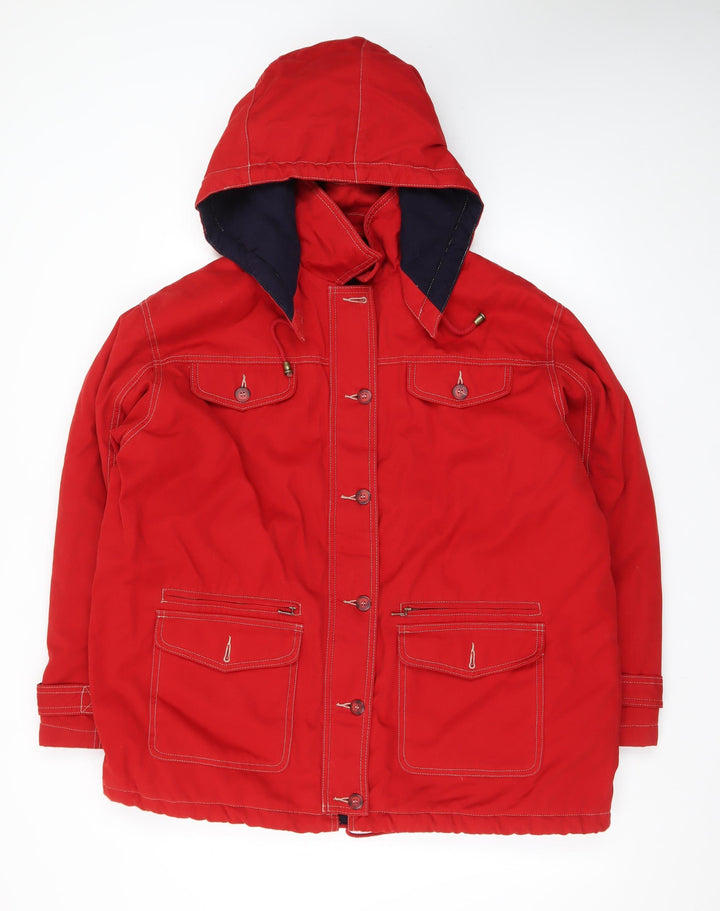 Richards Men's Red Cotton Parka Jacket L Hooded Winter Coat