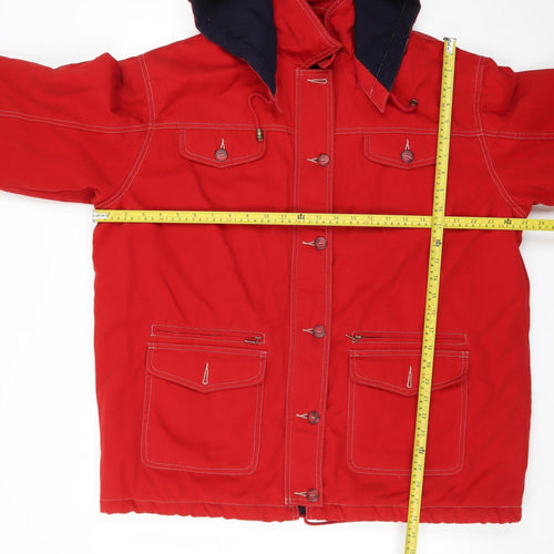 Richards Men's Red Cotton Parka Jacket L Hooded Winter Coat