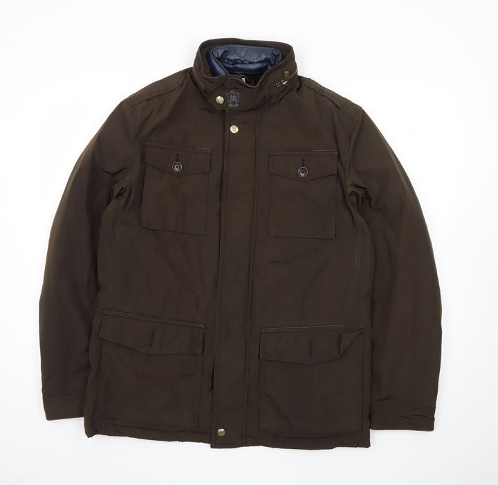 Massimo Dutti Men's Brown Mid-Length Parka Jacket Size M