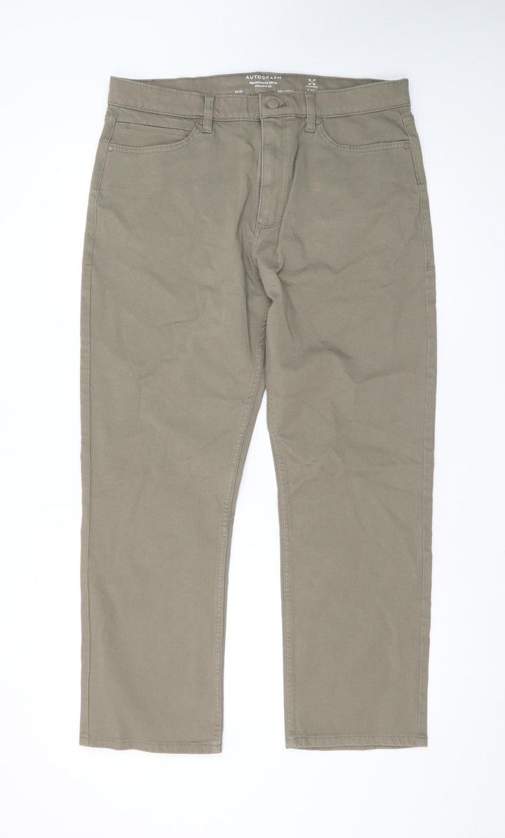 Marks and Spencer Women's Brown Straight Stretch Jeans Size 34 Short