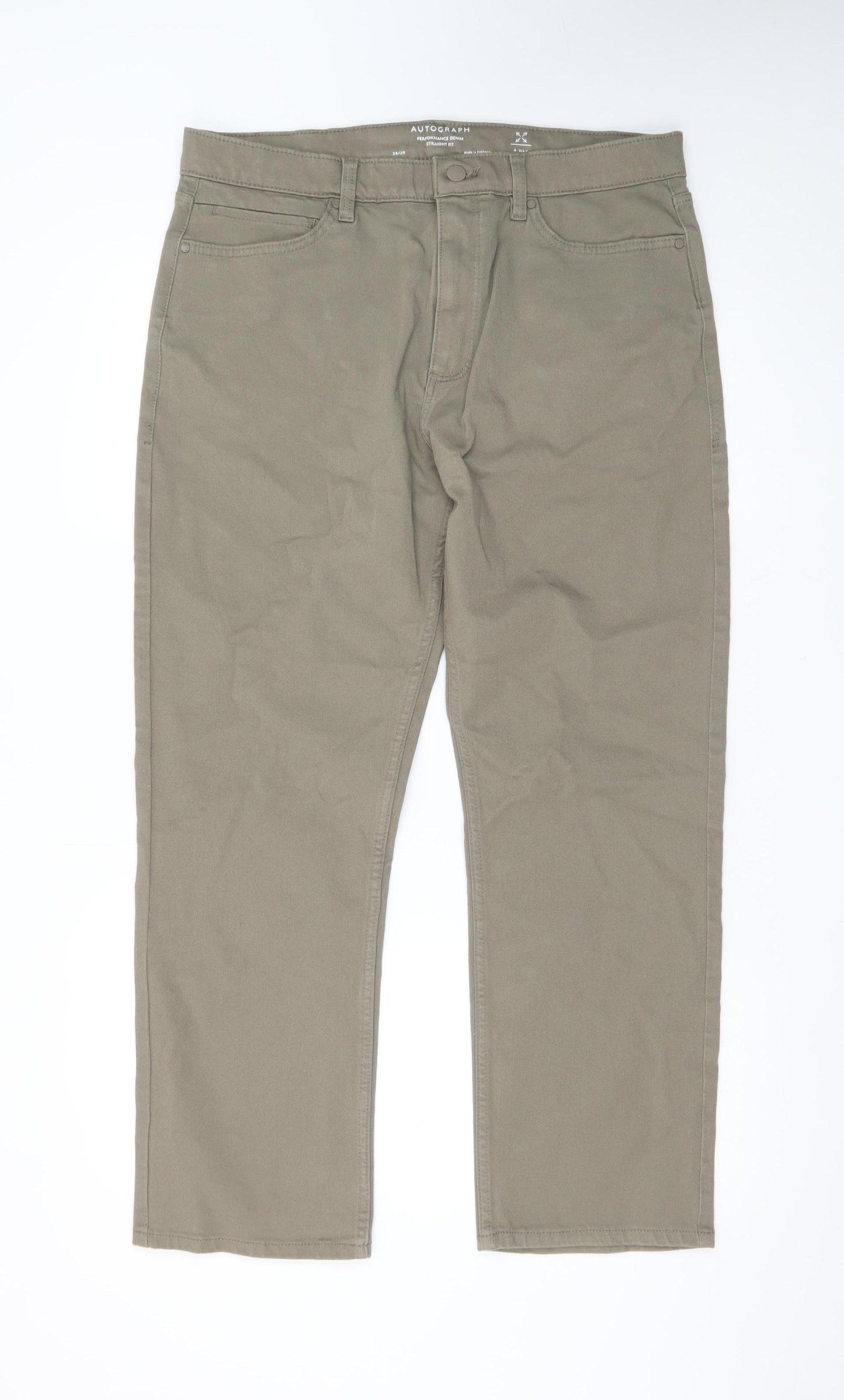 Marks and Spencer Women's Brown Straight Stretch Jeans Size 34 Short