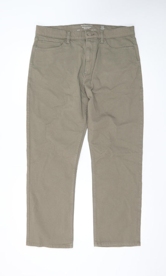 Marks and Spencer Women's Brown Straight Stretch Jeans Size 34 Short