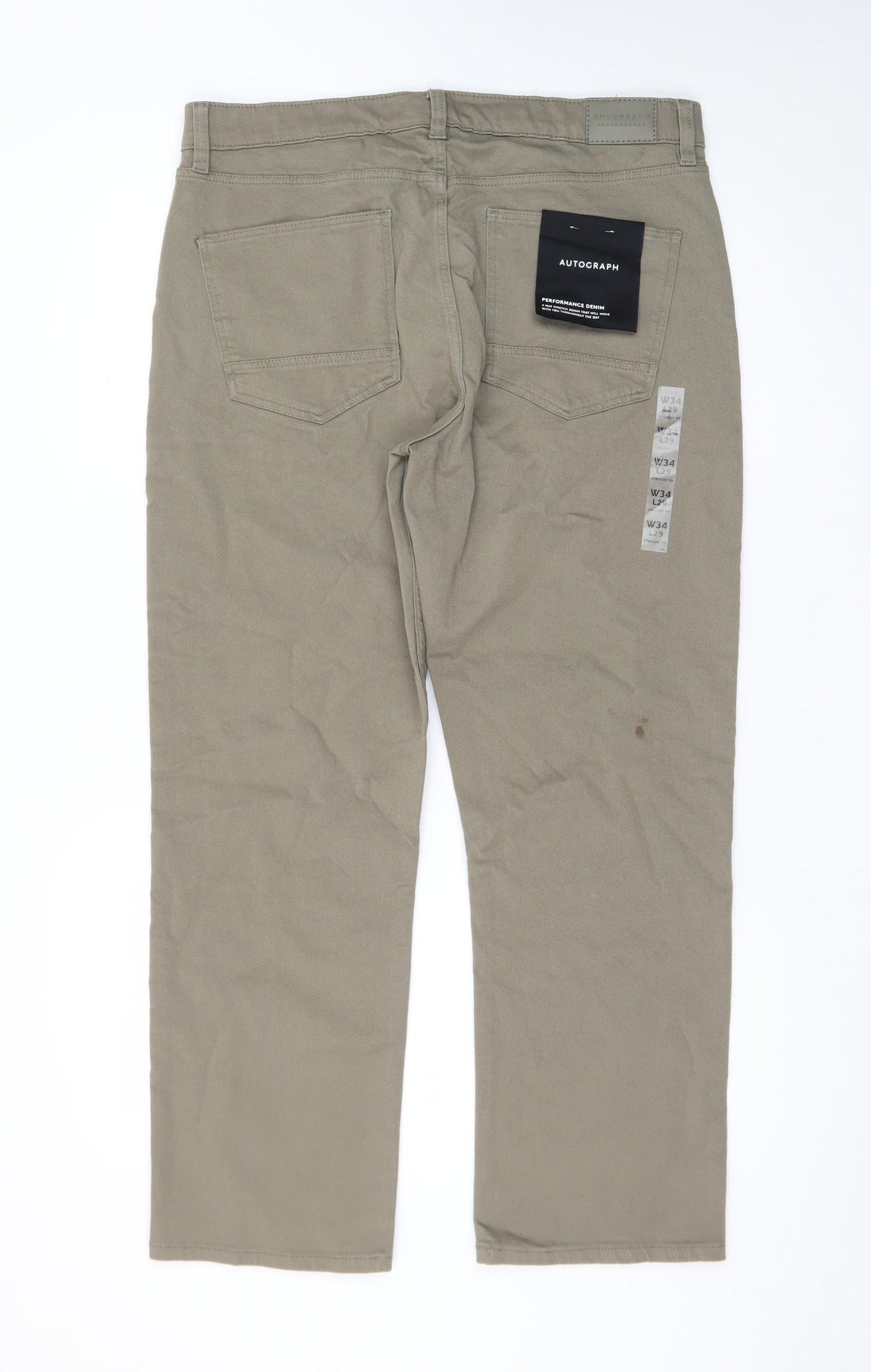 Marks and Spencer Women's Brown Straight Stretch Jeans Size 34 Short