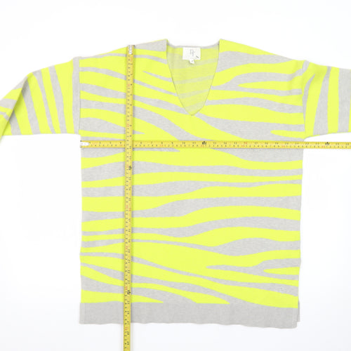 Next Women Grey Yellow Animal Print V-Neck Jumper Size 12