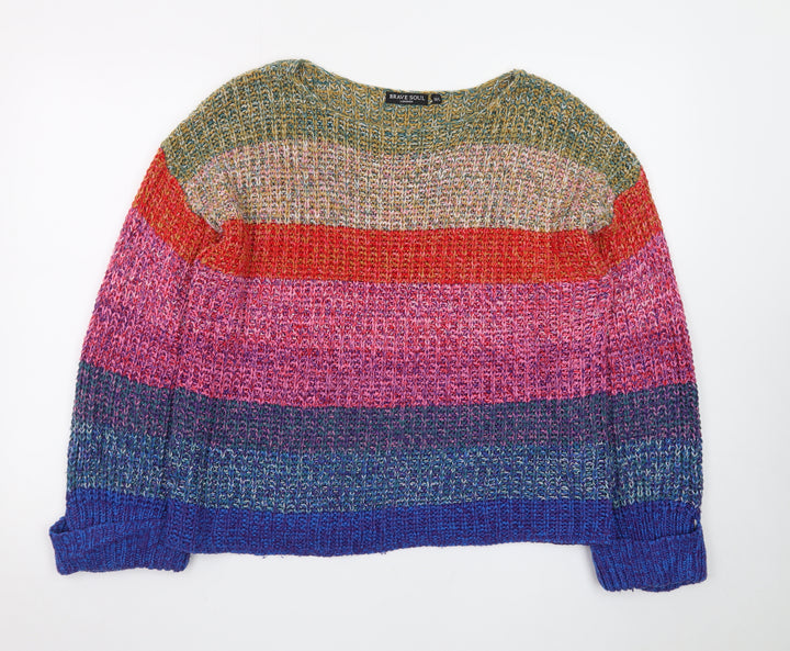 Brave Soul Women's Multicoloured Chunky Knit Pullover Jumper M