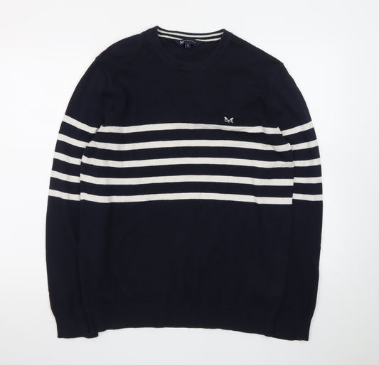 Crew Clothing Company Men's Blue Striped Cotton Jumper L