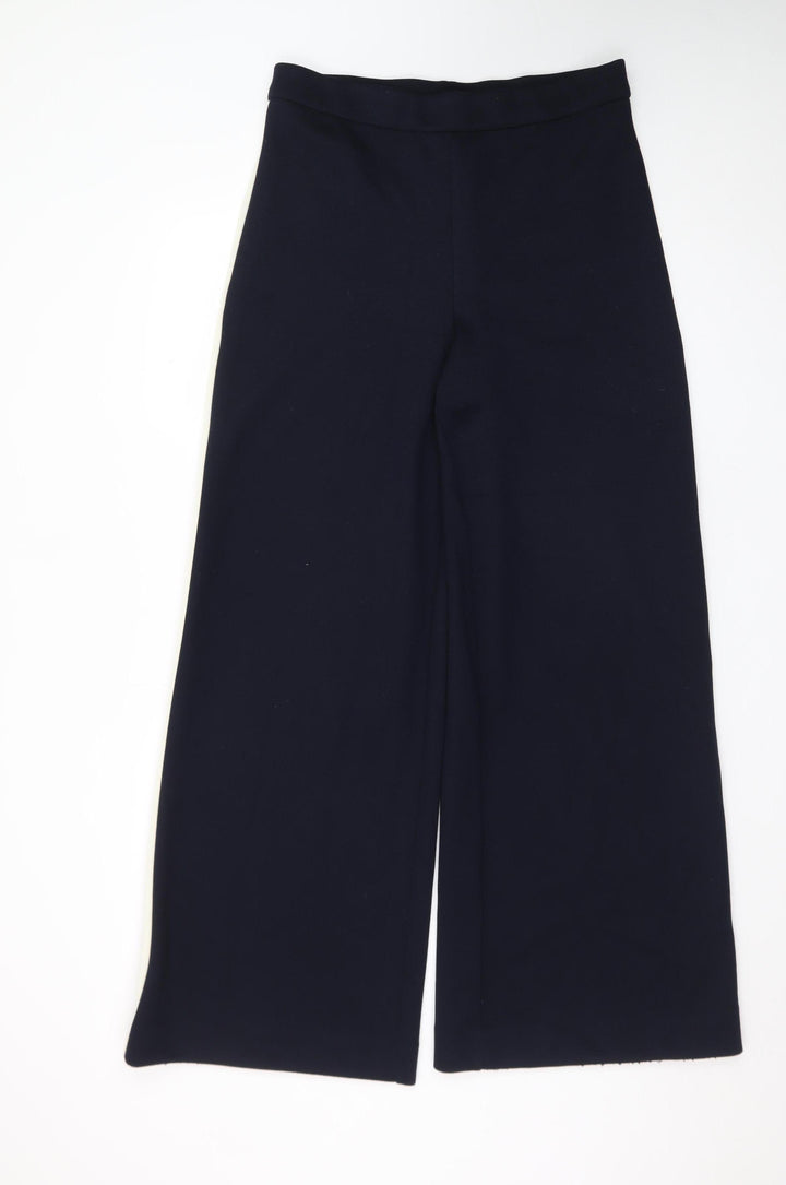 Marks and Spencer Women's Black Wide-Leg Stretch Trousers Size 12