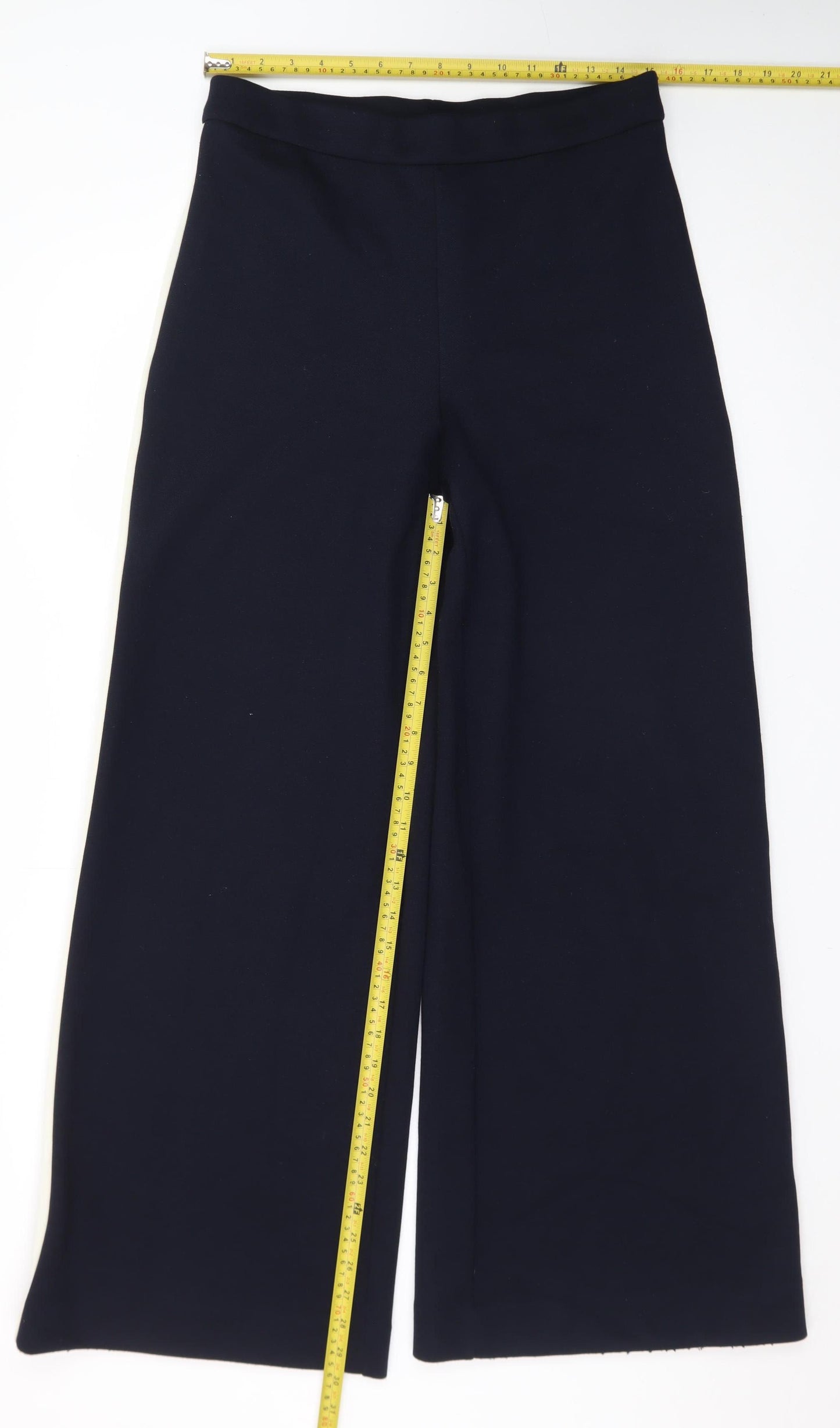 Marks and Spencer Women's Black Wide-Leg Stretch Trousers Size 12