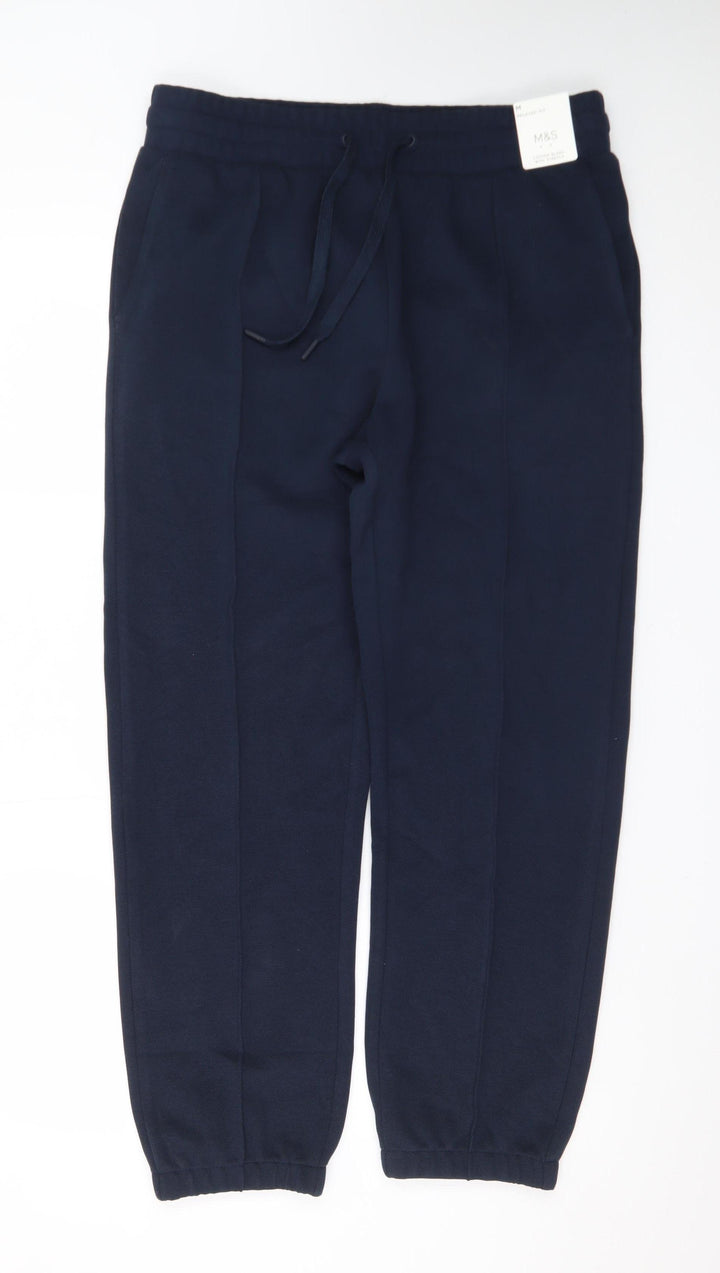 Marks and Spencer Men’s Blue Cotton Joggers M Relaxed Fit
