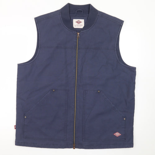 Union Works Men’s Blue Cotton Zip Waistcoat Bodywarmer L
