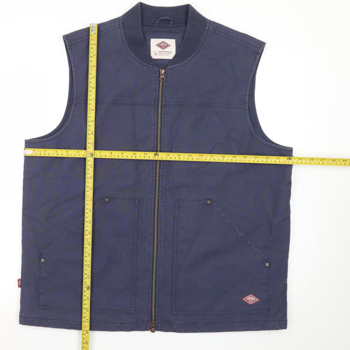 Union Works Men’s Blue Cotton Zip Waistcoat Bodywarmer L