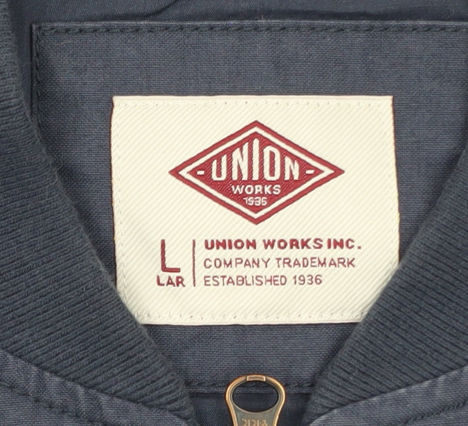 Union Works Men’s Blue Cotton Zip Waistcoat Bodywarmer L
