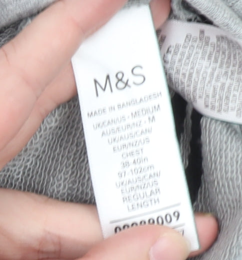 Marks and Spencer Men's Grey Striped 1/4 Zip Cotton Sweatshirt M