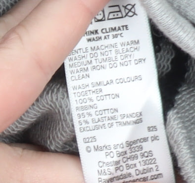 Marks and Spencer Men's Grey Striped 1/4 Zip Cotton Sweatshirt M