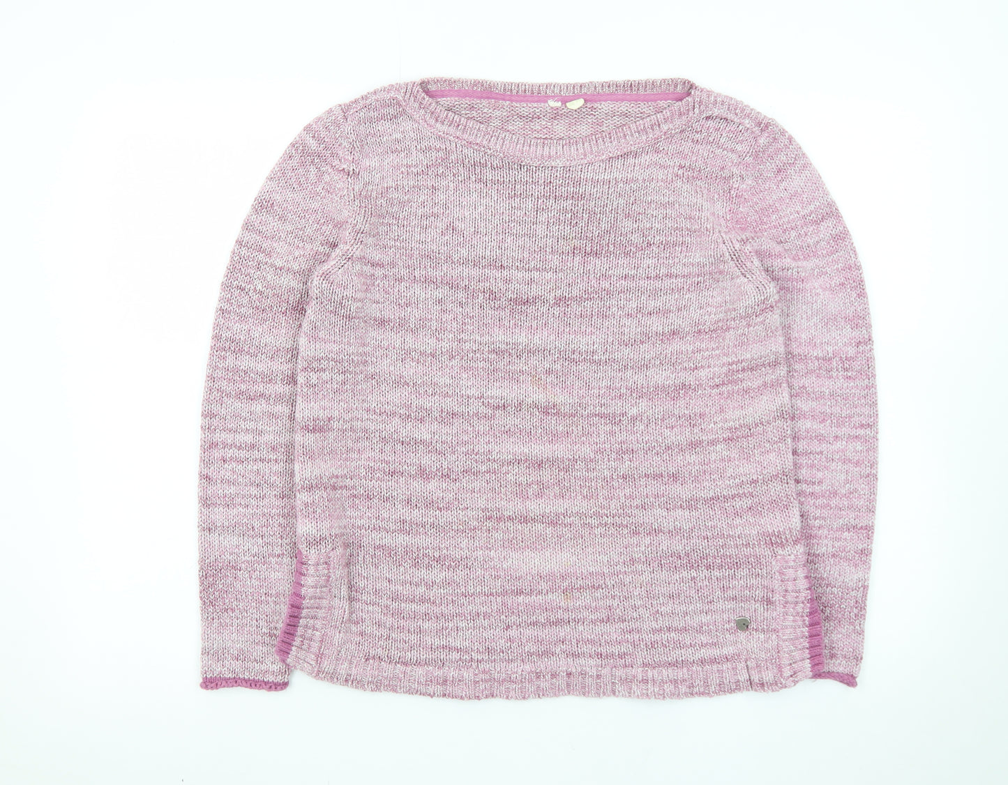 White Stuff Women's Pink Cotton Blend Crew Neck Jumper Size 12