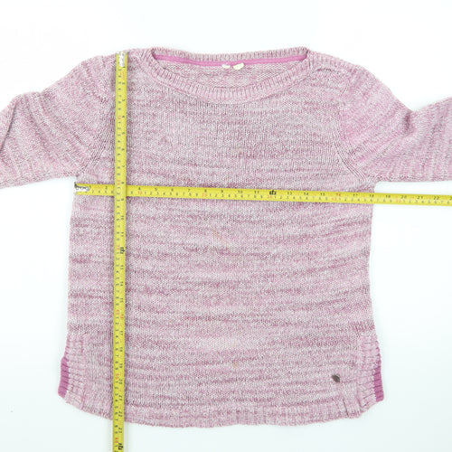 White Stuff Women's Pink Cotton Blend Crew Neck Jumper Size 12