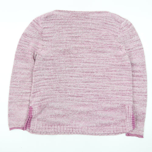 White Stuff Women's Pink Cotton Blend Crew Neck Jumper Size 12