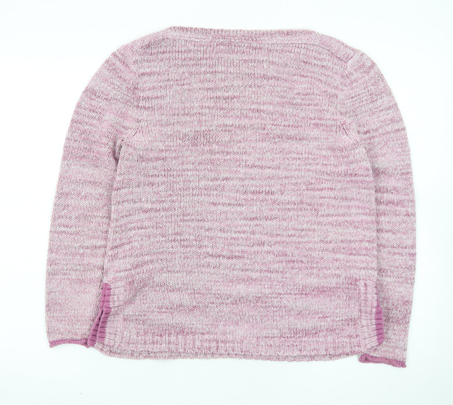 White Stuff Women's Pink Cotton Blend Crew Neck Jumper Size 12