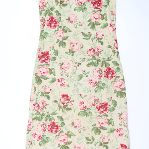 Laura Ashley Women's Beige Floral Midi Shift Dress UK 10
