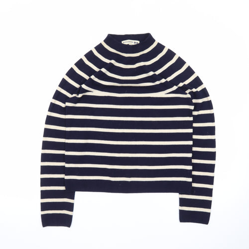 Ines De La Fressange x Uniqlo Women’s Blue Striped Wool Mock Neck Jumper Size S