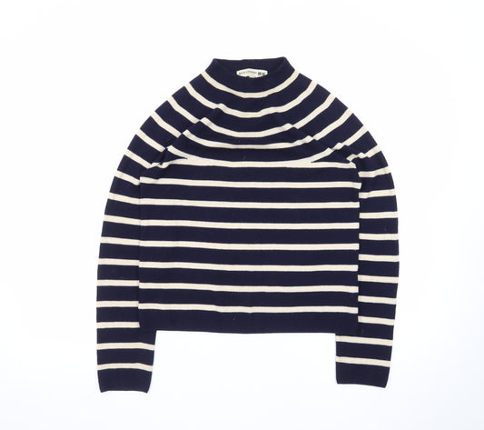Ines De La Fressange x Uniqlo Women’s Blue Striped Wool Mock Neck Jumper Size S