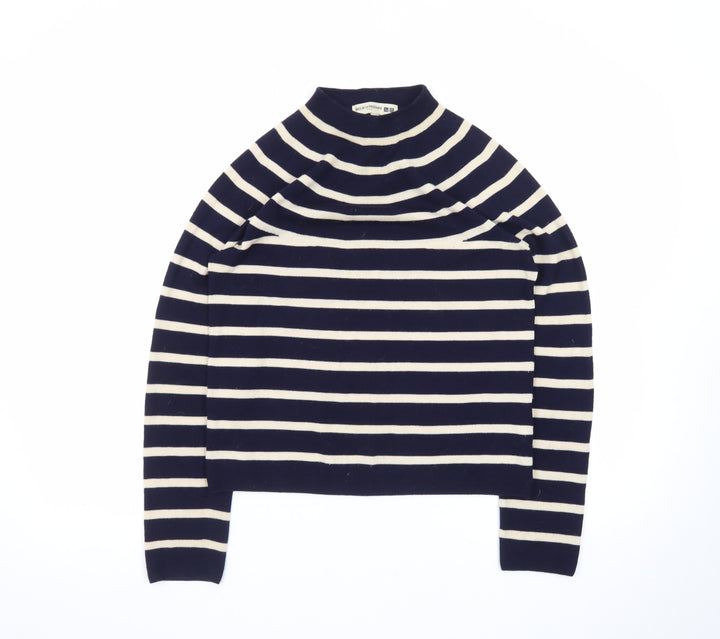 Ines De La Fressange x Uniqlo Women’s Blue Striped Wool Mock Neck Jumper Size S
