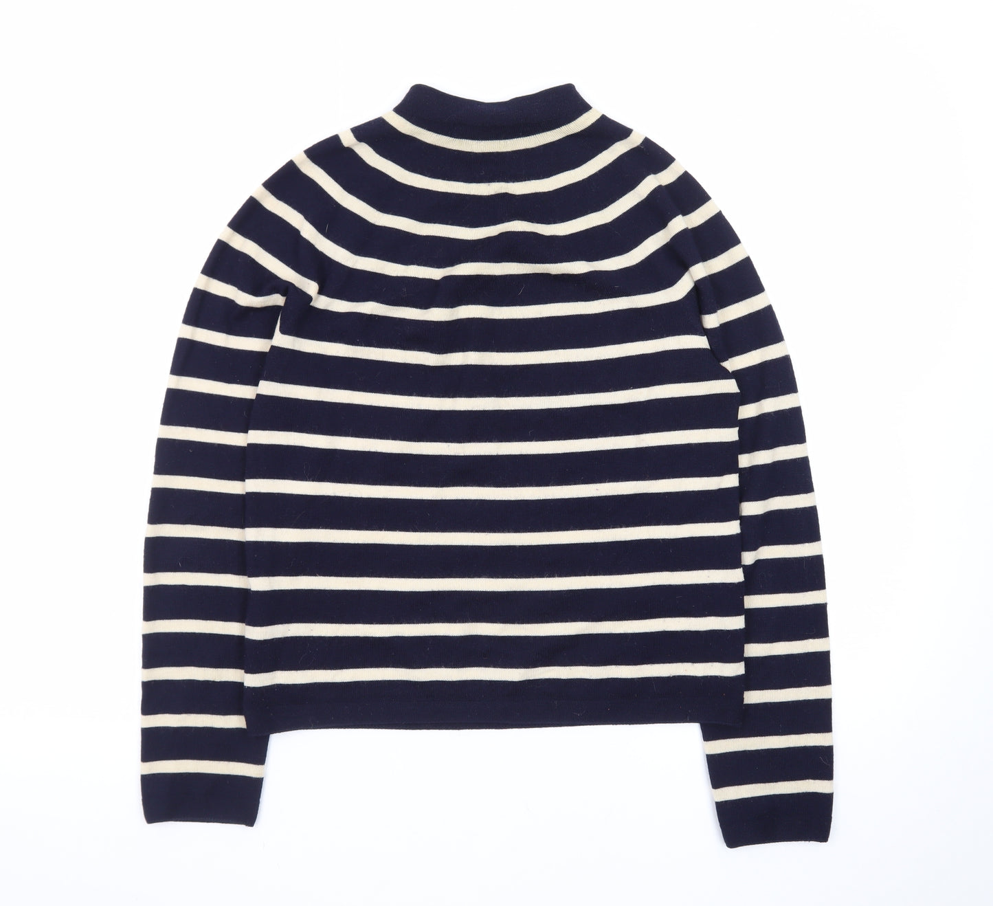 Ines De La Fressange x Uniqlo Women’s Blue Striped Wool Mock Neck Jumper Size S