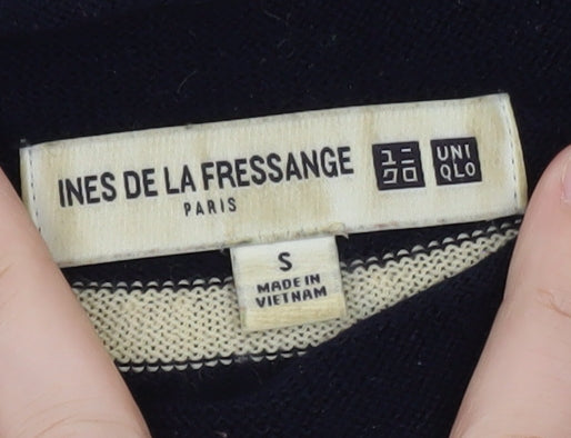 Ines De La Fressange x Uniqlo Women’s Blue Striped Wool Mock Neck Jumper Size S