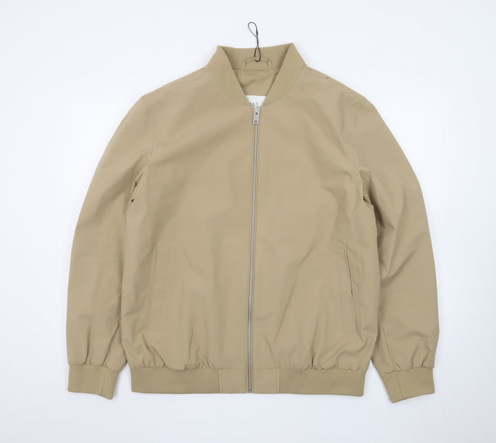 Marks and Spencer Men's Beige Bomber Jacket M Casual Full Zip