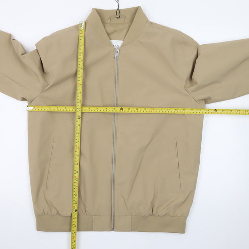 Marks and Spencer Men's Beige Bomber Jacket M Casual Full Zip