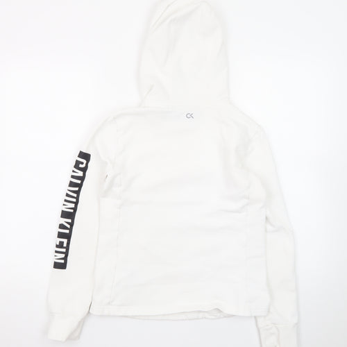 Calvin Klein Men’s White 1/2 Zip Hoodie Size S Performance Cotton Blend