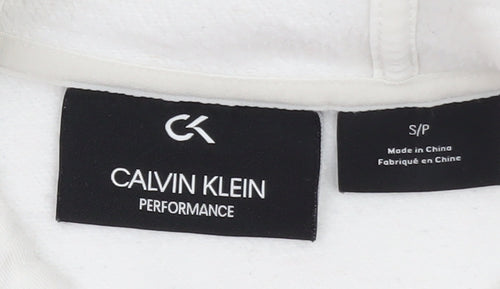 Calvin Klein Men’s White 1/2 Zip Hoodie Size S Performance Cotton Blend