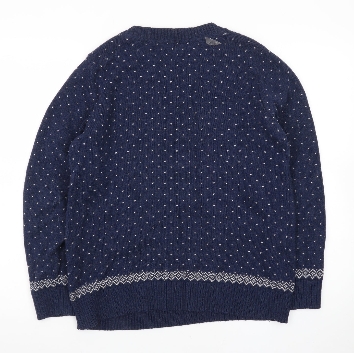 Fat Face Women’s Blue Christmas Robin Wool Cotton Jumper Size 10