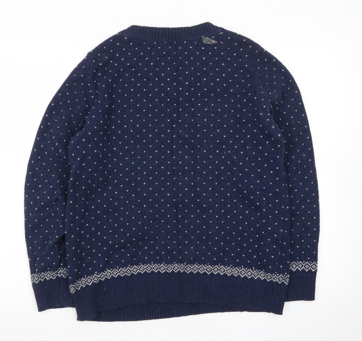 Fat Face Women’s Blue Christmas Robin Wool Cotton Jumper Size 10