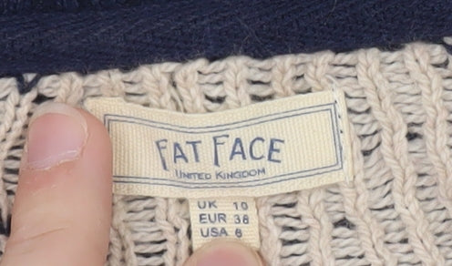 Fat Face Women’s Blue Christmas Robin Wool Cotton Jumper Size 10