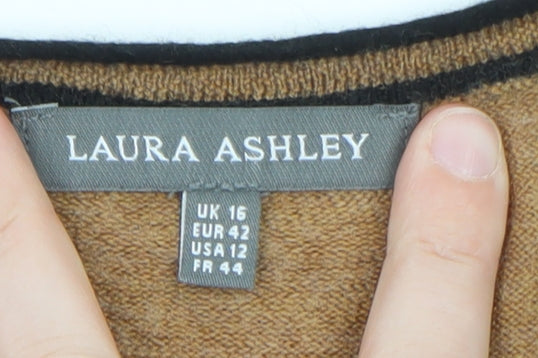 Laura Ashley Women’s Brown 100% Cashmere Button Cardigan UK 16
