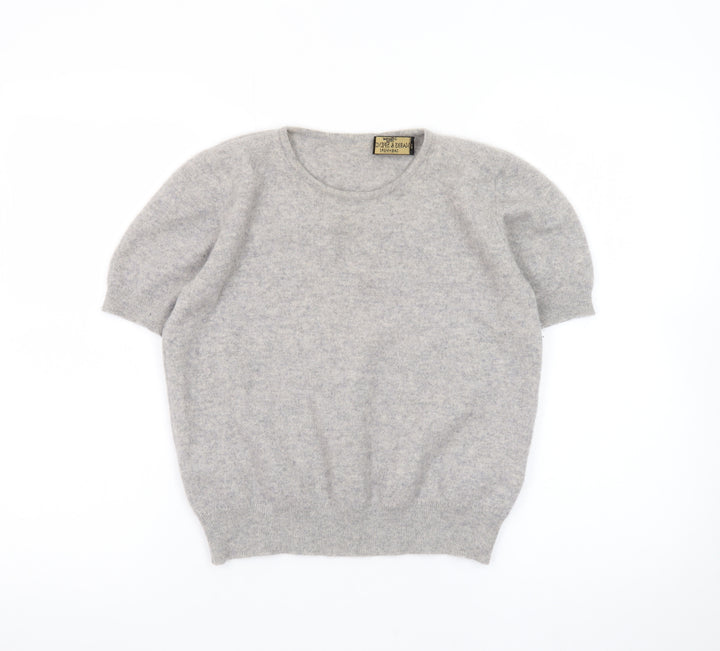 Marks and Spencer Women Grey 100% Cashmere Short Sleeve Jumper Size 12