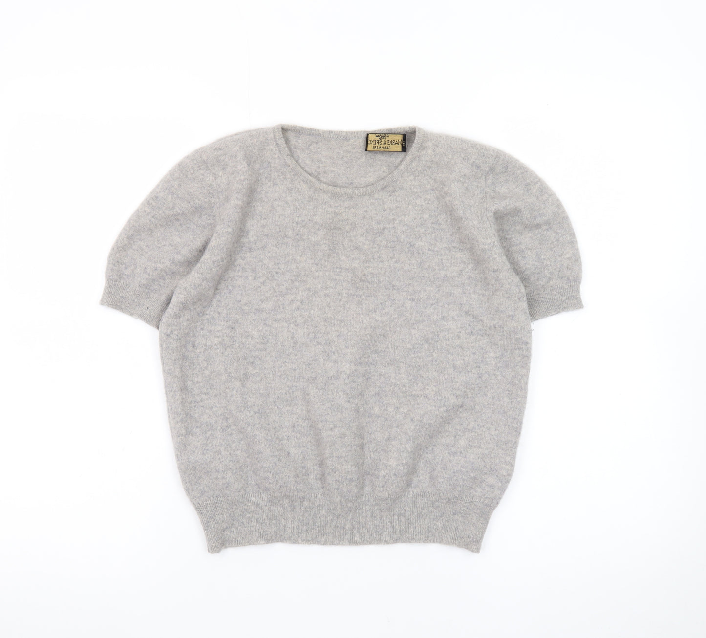Marks and Spencer Women Grey 100% Cashmere Short Sleeve Jumper Size 12