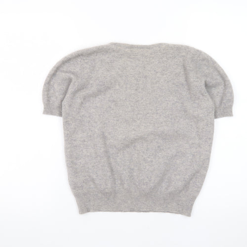 Marks and Spencer Women Grey 100% Cashmere Short Sleeve Jumper Size 12