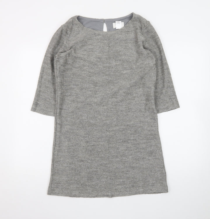 La Redoute Women Grey Size 12 Shift Dress 3/4 Sleeve Knit