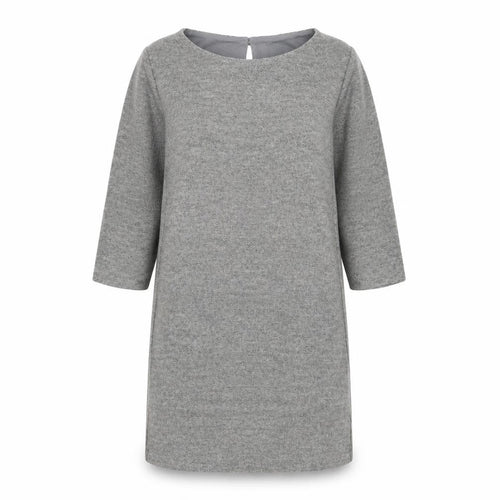 La Redoute Women Grey Size 12 Shift Dress 3/4 Sleeve Knit