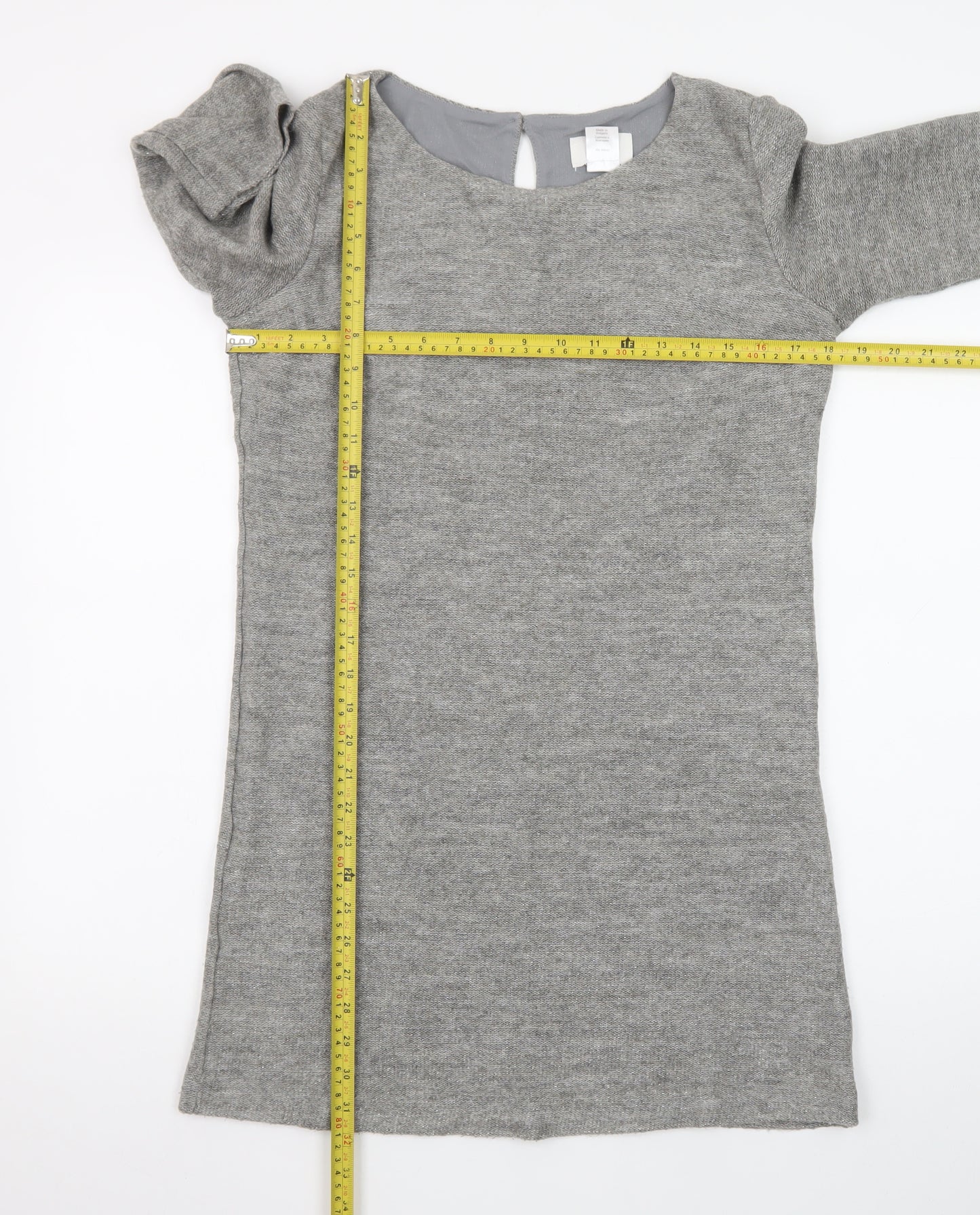 La Redoute Women Grey Size 12 Shift Dress 3/4 Sleeve Knit