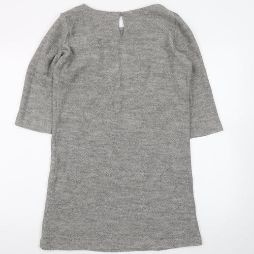 La Redoute Women Grey Size 12 Shift Dress 3/4 Sleeve Knit