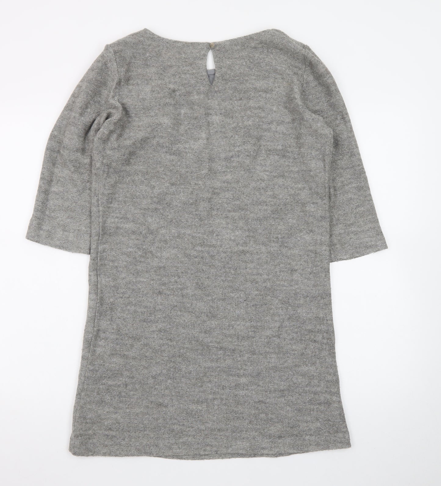 La Redoute Women Grey Size 12 Shift Dress 3/4 Sleeve Knit